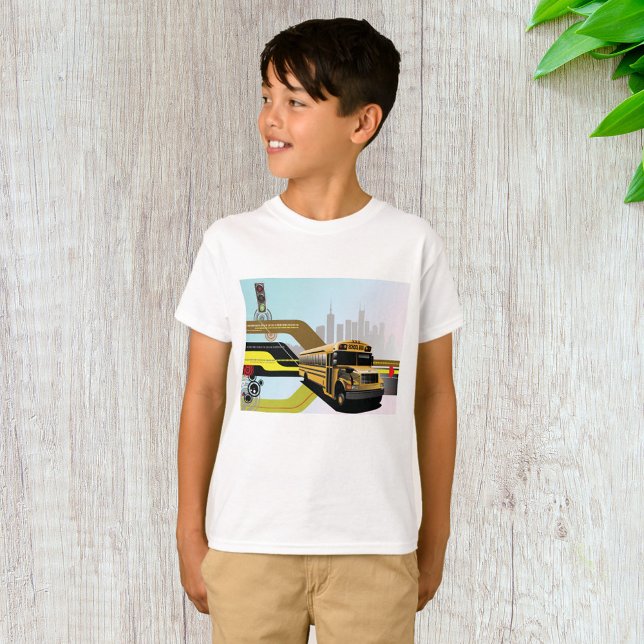 School Buss City Scene T Shirt (Skapare uppladdad)