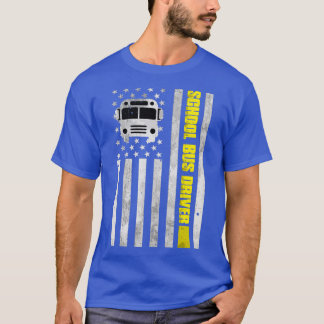 School Buss Driver American Flagga Shirt School Bu T