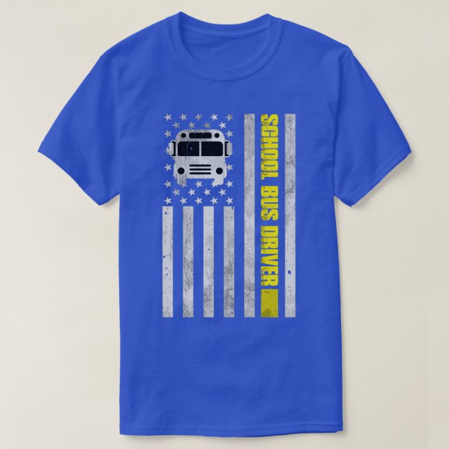 School Buss Driver American Flagga Shirt School Bu T Shirt (Design framsida)