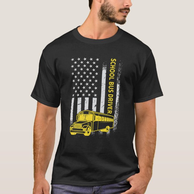 School Buss Driver American Funny Buss Driver USA  T Shirt (Framsida)