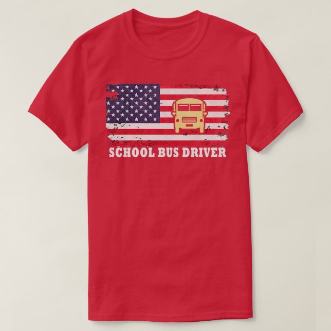 School Buss Driver Buss Driver US flagga Vectorohl T Shirt (Design framsida)