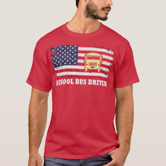 School Buss Driver Buss Driver US flagga Vectorohl T Shirt