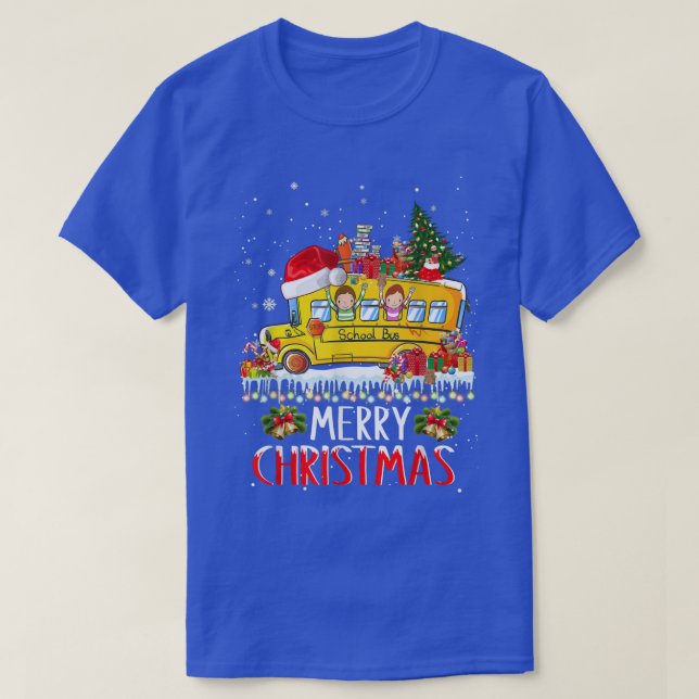 School Buss Driver God jul Pajamas Ljus X T Shirt (Design framsida)