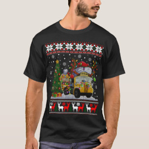 School Buss Driver Reindeer Santa Hat Ugly Christm T Shirt