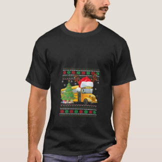 School Buss Driver Reindeer Santa Hat Ugly Christm T Shirt