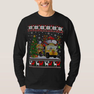 School Buss Driver Reindeer Santa Hat Ugly Christm T Shirt