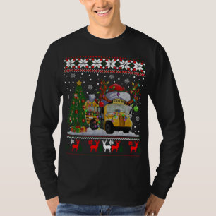 School Buss Driver Reindeer Santa Hat Ugly Christm T Shirt