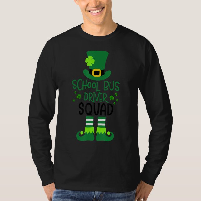 School Buss Driver Squad St patricks day Funny Lep T Shirt (Framsida)