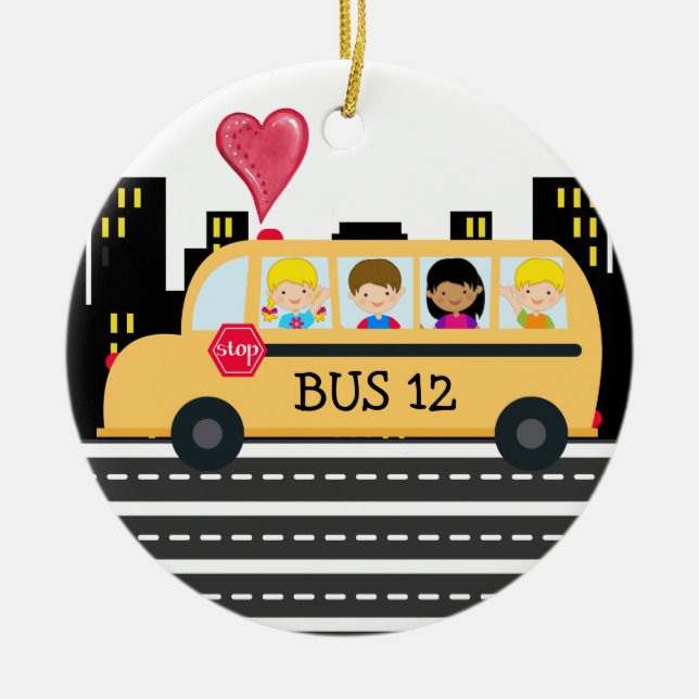 School Buss Driver - SRF Julgransprydnad Keramik (Framsidan)