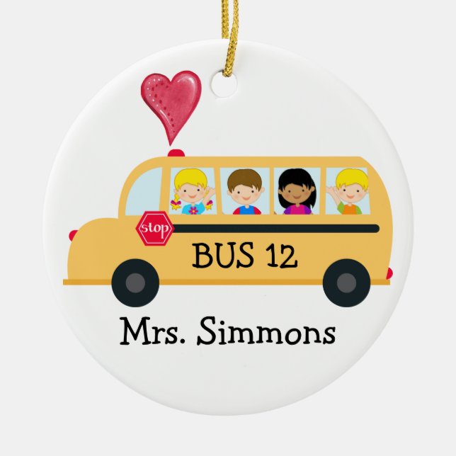 School Buss Driver - SRF Julgransprydnad Keramik (Framsidan)