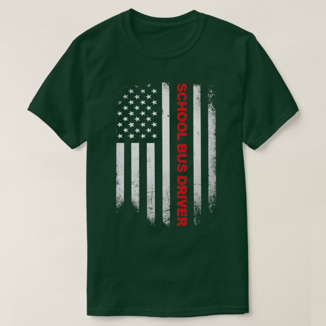 School Buss Driver US Flagga Shirt T (Design framsida)