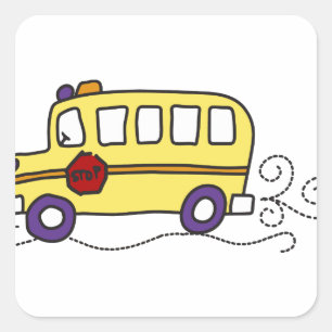 School Buss Fyrkantigt Klistermärke