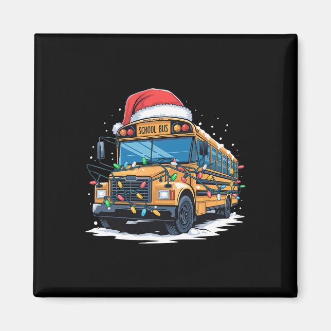 School Buss Julgran Cute Santa Hat Ljus Xm Magnet (Framsidan)