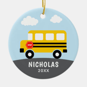 School Buss Julgransprydnad Keramik
