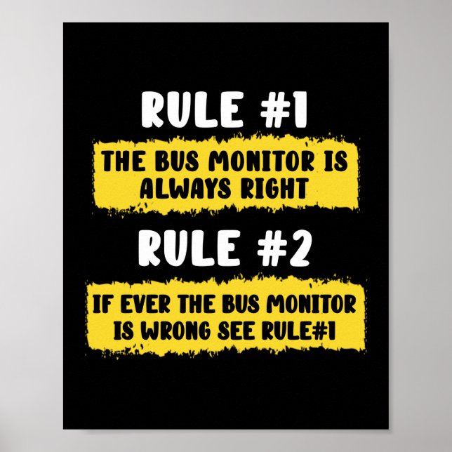 School Buss Monitor Regler Poster (Framsidan)