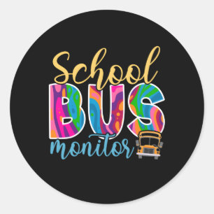School Buss Monitor Runt Klistermärke