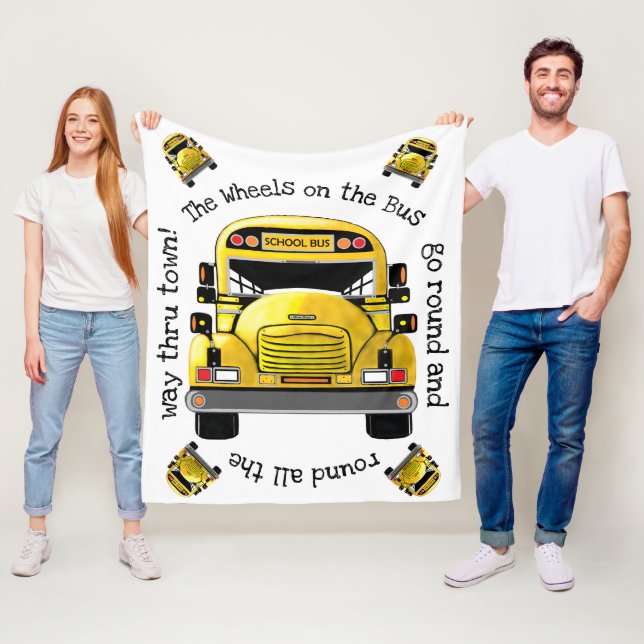 School Buss Personlig Blanket Fleecefilt (På plats)