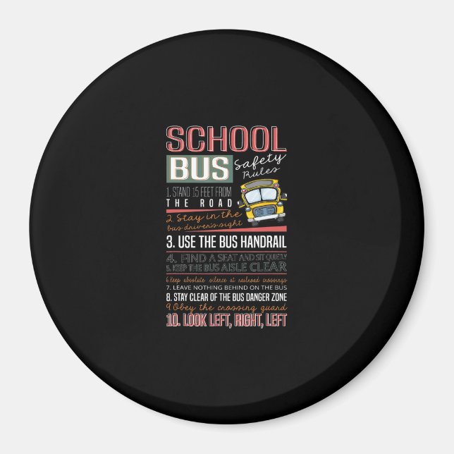 School Buss Safety Regler T, School Buss Driver Magnet (Framsidan)