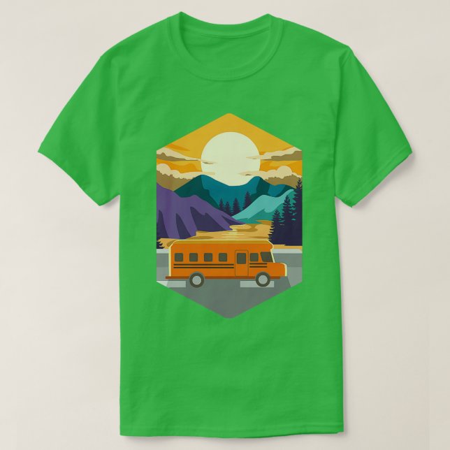School Buss Sunset 2 T Shirt (Design framsida)