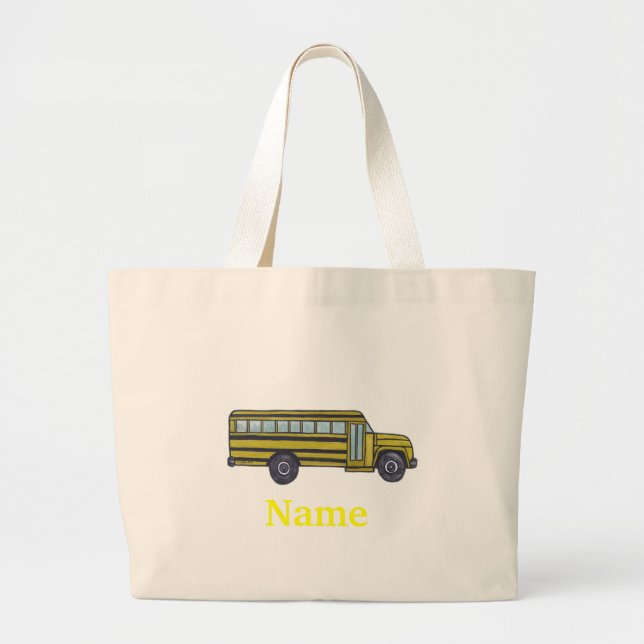 School Buss Tote Bag Tygkasse (Framsidan)