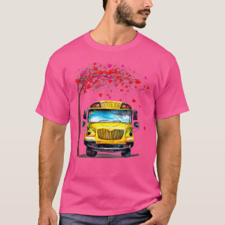 School Buss Valentine med Träd Heart School Buss D T Shirt