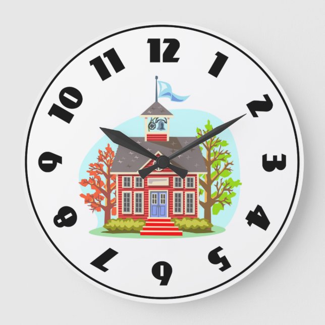 School Byggnad Clock Stor Klocka (Framsida)
