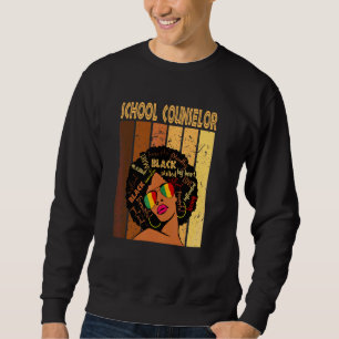 School Counselor Afro African American Black Histo Lång Ärmad Tröja