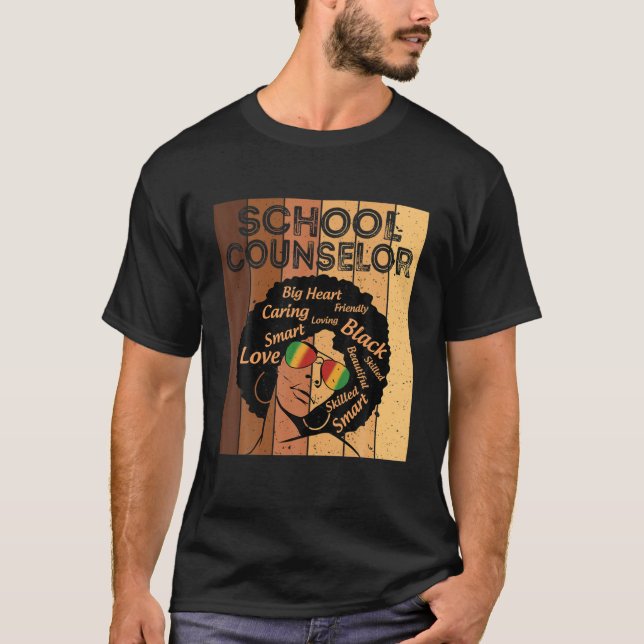 School Counselor Afro African American Black Histo T Shirt (Framsida)