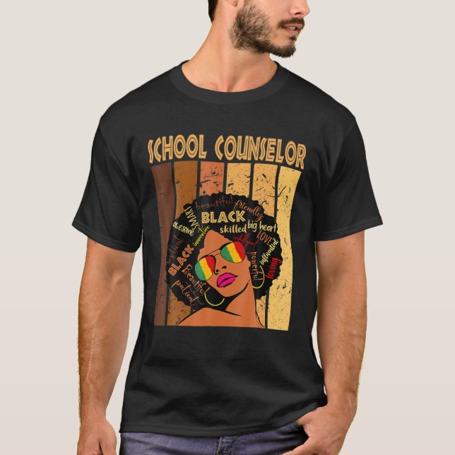 School Counselor Afro African American Black Histo T Shirt (Framsida)