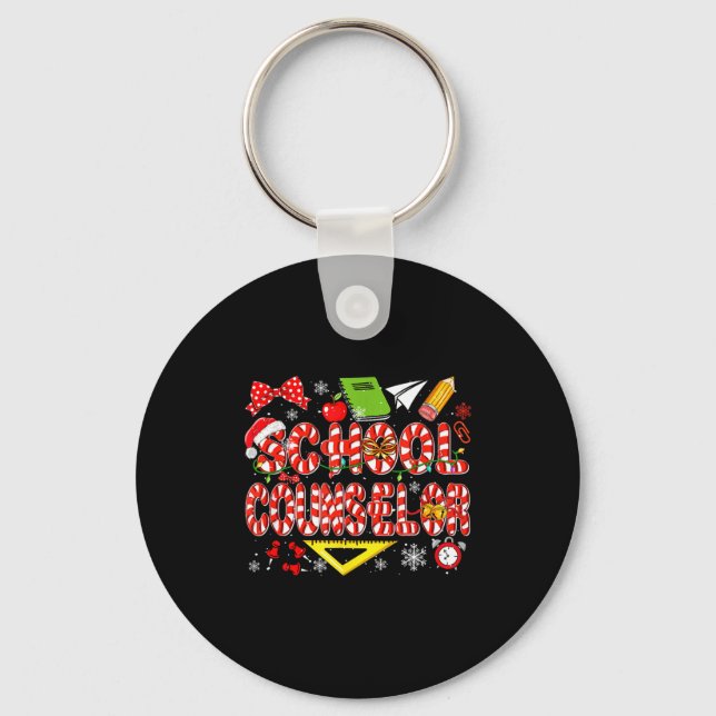 School Counselor Christmas Candy Canes Lover Funny Nyckelring (Framsida)