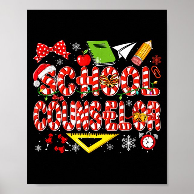 School Counselor Christmas Candy Canes Lover Funny Poster (Framsidan)