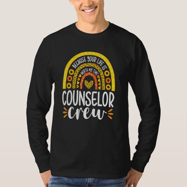 School Counselor Crew Sunflower Rainbow Teacher Ap T Shirt (Framsida)