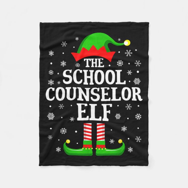 School Counselor Elf Funny Christmas Family Matchi Fleecefilt (Framsidan)
