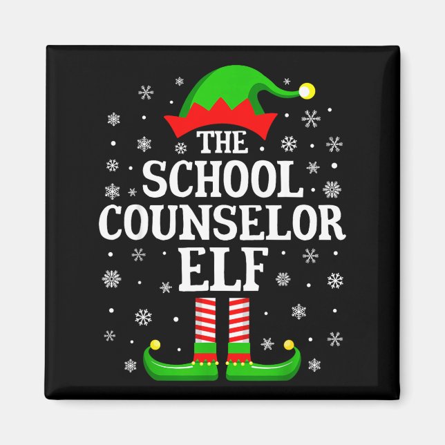 School Counselor Elf Funny Christmas Family Matchi Magnet (Framsidan)