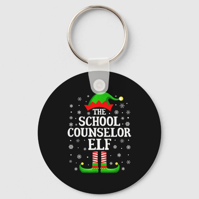 School Counselor Elf Funny Christmas Family Matchi Nyckelring (Framsida)