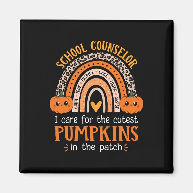 School Counselor Rainbow Leopard Print Halloween C Magnet (Framsidan)