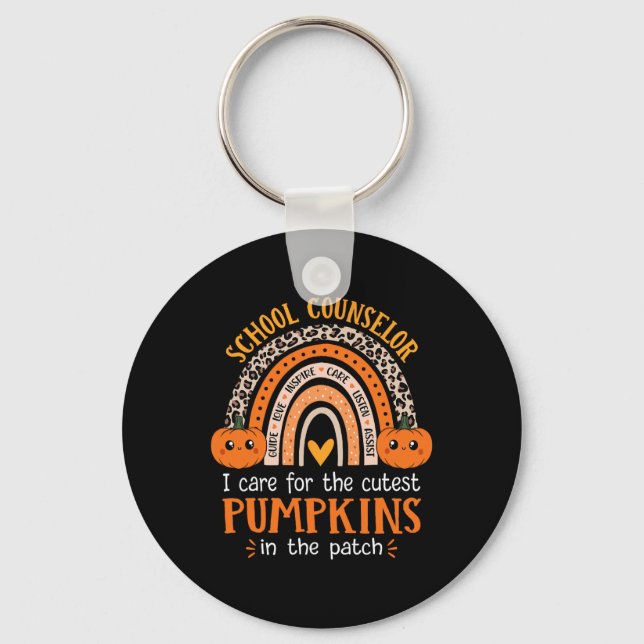 School Counselor Rainbow Leopard Print Halloween C Nyckelring (Framsida)