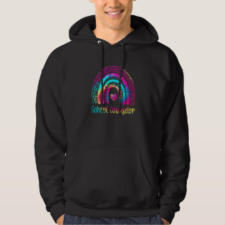 School Counselor Teacher Rainbow Tie Dye First Da Hoodie