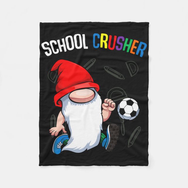 School Crusher Byck To School Cute Gnome Soccer St Fleecefilt (Framsidan)