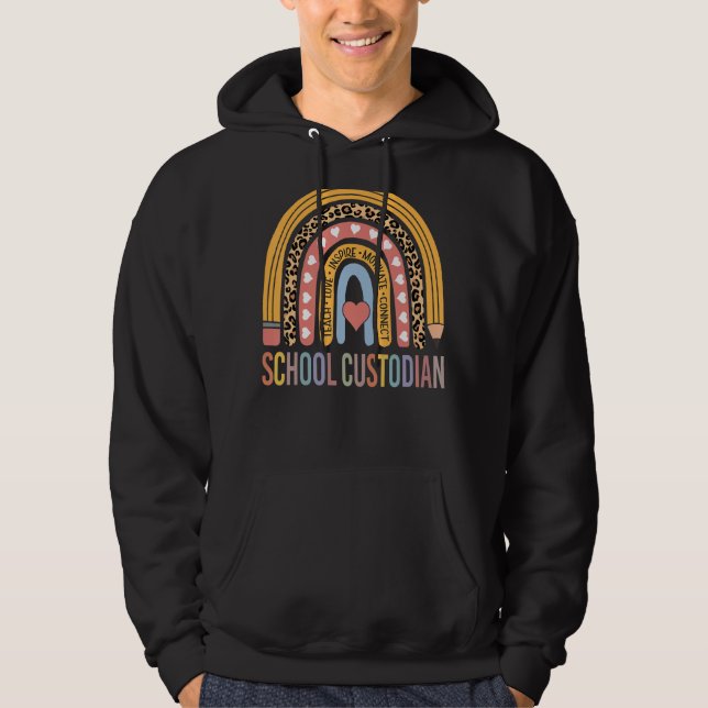 School Custodian 100th Day Of School Cleaner Hoodie (Framsida)