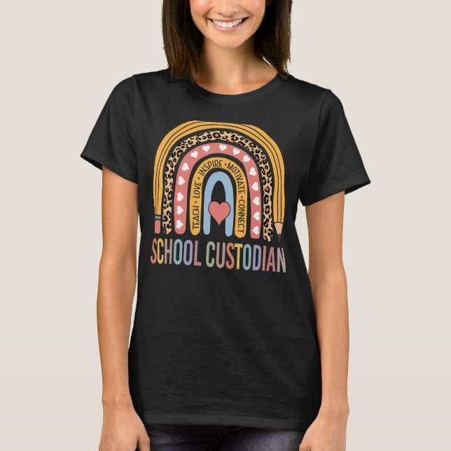 School Custodian 100th Day Of School Cleaner T Shirt (Framsida)