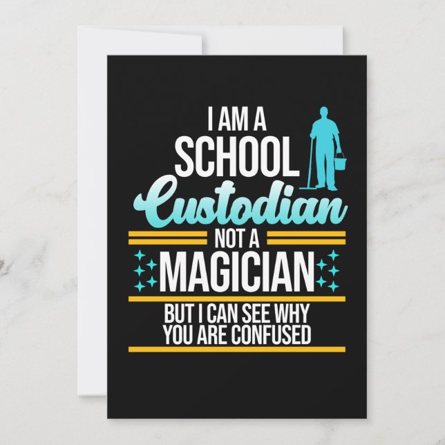 School Custodian Magician Caretaker Janitor Graphi Tack Kort (Framsida)