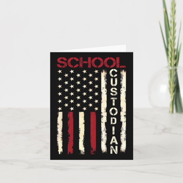 School Custodian US American Flagga Apprecition Ba Kort (Framsida)