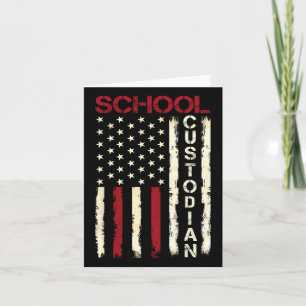 School Custodian US American Flagga Apprecition Ba Kort