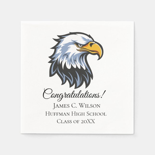 School Eagle Personalized Graduation Napkins Pappersservett (Framsidan)