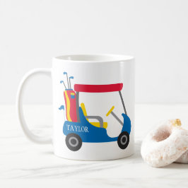School Färg - Blue, Crimson & Gult Golf Cart Kaffemugg