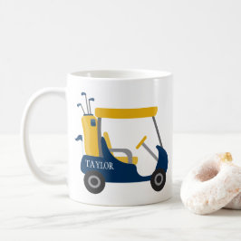 School Färg - Navy Blue & Guld Golf Cart Kaffemugg