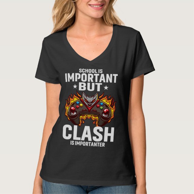 School Is Important But Clash Is Importanter Schoo T Shirt (Framsida)