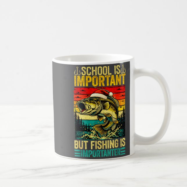School Is Imrtant But Fishing Funny Christmas Fish Kaffemugg (Höger)