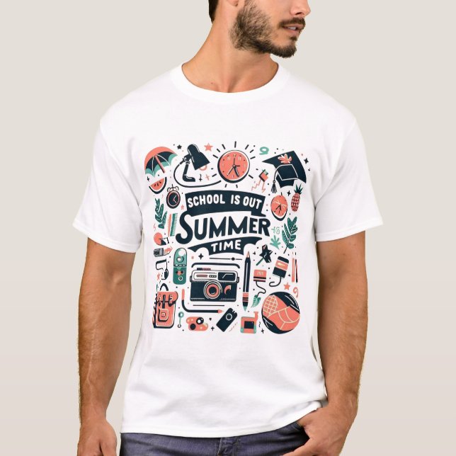 School Is Out - Summer Time Fun T Shirt (Framsida)